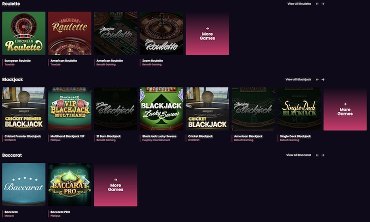 Vegas Now Table Games